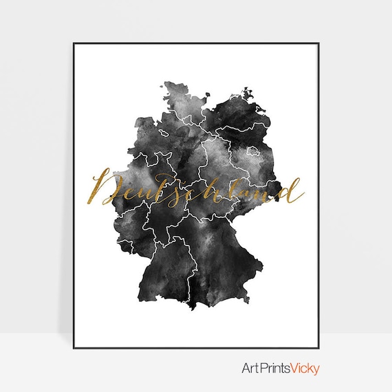 Germany map poster Deutschland watercolor print Germany watercolor map Typography art Germany Wall art Fine art prints ArtPrintsVicky