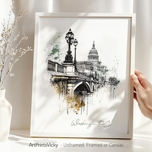 Washington DC poster | Art print | Skyline drawing | Modern Home and office decor | ArtPrintsVicky