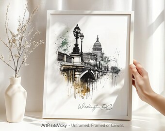 Washington DC poster | Art print | Skyline drawing | Modern Home and office decor | ArtPrintsVicky