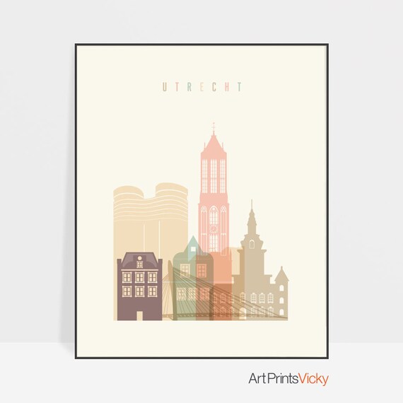Utrecht art print Utrecht Poster Utrecht skyline wall art Etsy