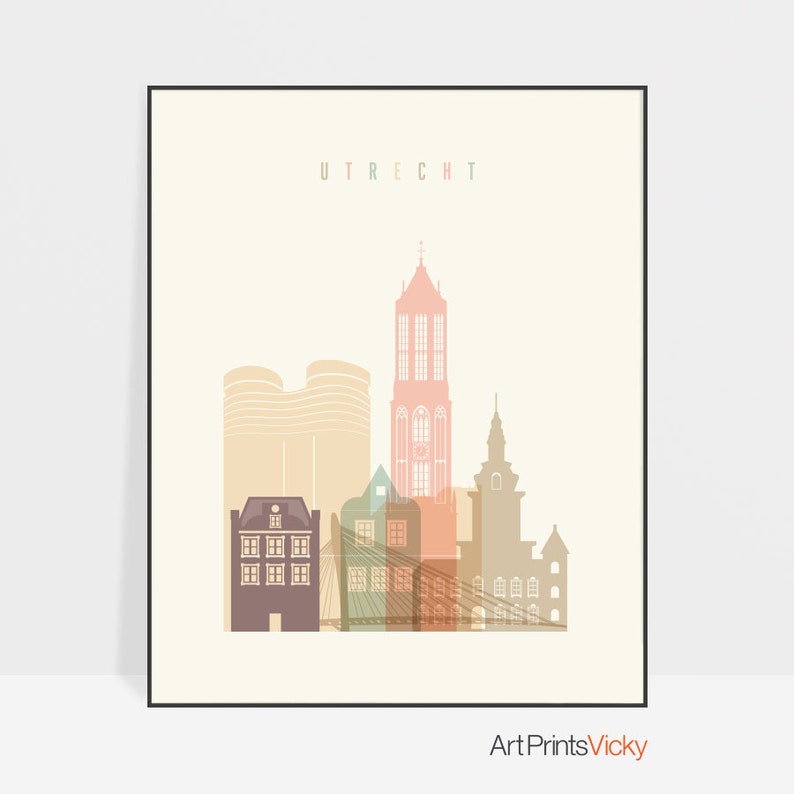 Utrecht Art Print Utrecht Poster Utrecht Skyline Wall Art Etsy