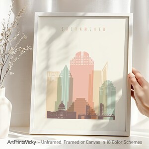 Sacramento Wall Art Print, Skyline Poster, Cityscape Travel Decor