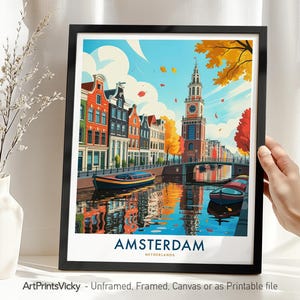 Amsterdam Canal House Art Print: Netherlands Travel Poster