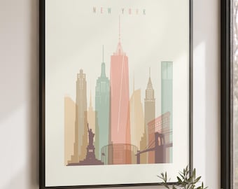 New York Wall Art, Skyline Print, NYC Poster