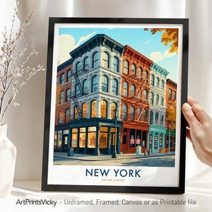 New York SoHo Travel Print, Manhattan Poster, NYC Wall Art Home Office Decor, Unique  Gift