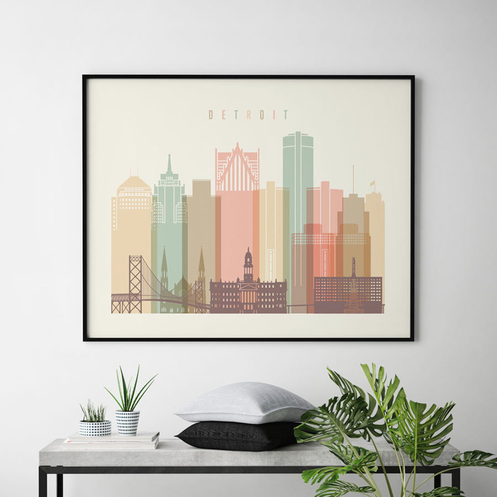 Detroit skyline Detroit print wall art Detroit Poster Etsy