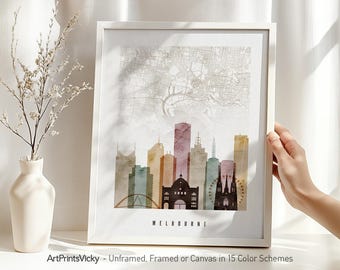 Melbourne Street Map Poster - City Map & Skyline Print | ArtPrintsVicky