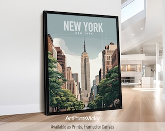 Empire State New York Print, Travel Poster, Sophisticated Wall Art for Homes, Offices, and Unique Gifts | ArtPrintsVicky