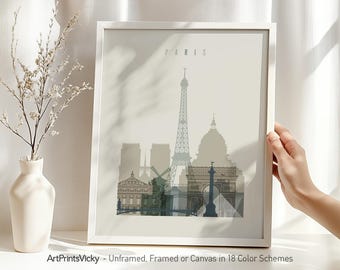 Seattle Skyline Wall Art Poster Framed, Unframed or Canvas in 18 Colour Schemes