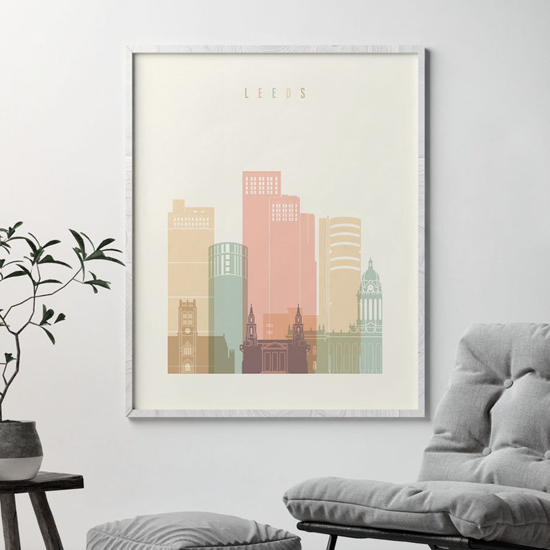 Leeds Skyline Leeds Poster Leeds Wall Art Print Travel Etsy