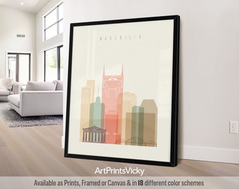 Nashville poster, Nashville wall art, skyline print, Tennessee travel print, city print, personalised gift