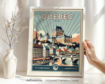 Quebec City Poster - Canada | Wall Art Print in Retro Style | Travel Decor for Home and Office | Personalised Gift | ArtPrintsVicky