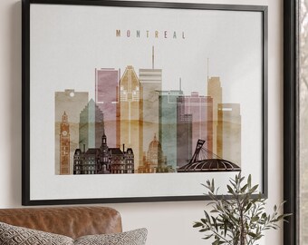 Montreal Wall Art, Poster, Skyline Print, Quebec Cityscape, Travel Gifts
