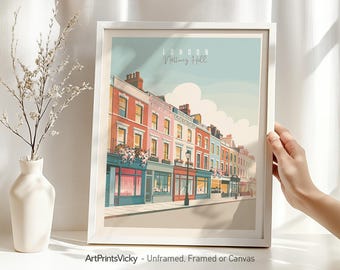 London Print | Notting Hill Wall Art Poster | Travel decor for home and office | Personalized gifts | Pastel city prints | ArtPrintsVicky