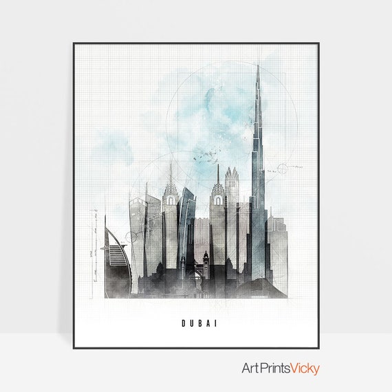 Giclée Prints Dubai Cityscape Dubai Art Print Dubai Decor Dubai UAE
