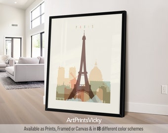 Paris poster, print wall art, Paris Skyline, France cityscape, Travel poster, City print, Travel gifts, Office decor | ArtPrintsVicky