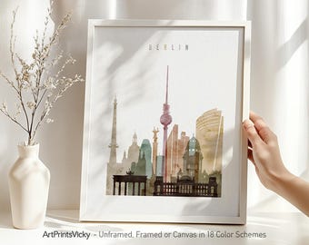 Berlin skyline poster, Berlin art print, Travel gift | ArtPrintsVicky