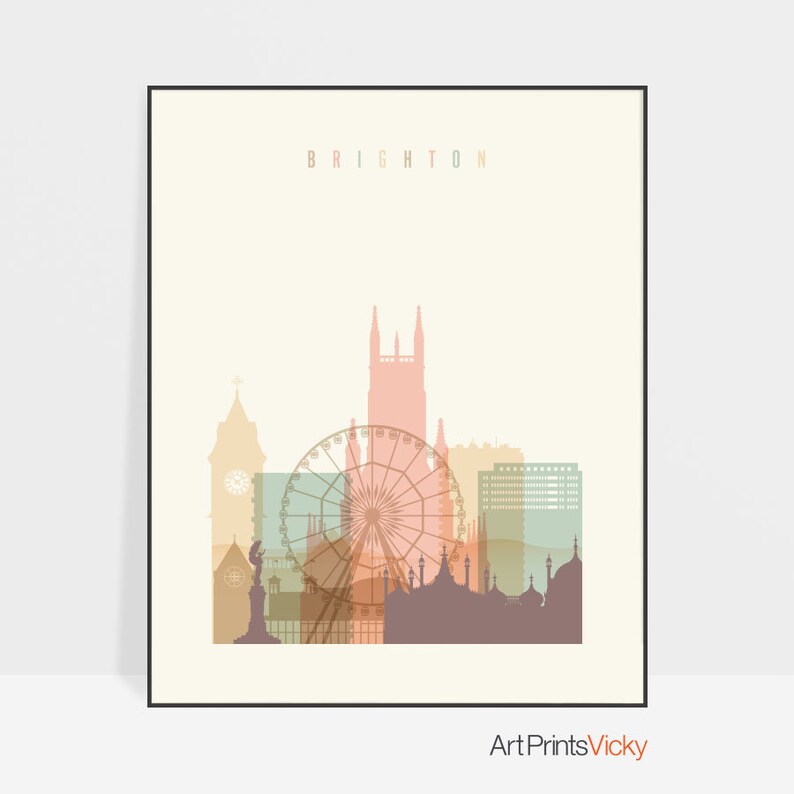 Brighton print Brighton poster wall art Brighton England Etsy