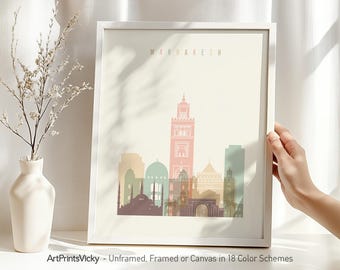 Marrakesh Skyline Print | Morocco Wall Art | Minimalist Architecture Cityscape Poster | Travel Gift | Multiple Colors | ArtPrintsVicky
