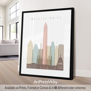 Washington DC print, Poster Skyline, Minimalist Wall Art for Homes, Offices, and Unique Travel Gifts | ArtPrintsVicky