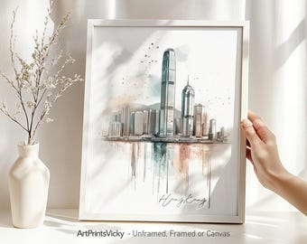 Hong Kong wall art print | Poster skyline | Modern Home and office decor | ArtPrintsVicky