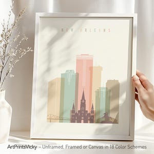 New Orleans print, Poster skyline, Louisiana wall art, Travel decor, Gifts