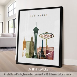 Las Vegas art print, wall art poster, Las Vegas skyline, Nevada travel print, City print, personalised gift | ArtPrintsVicky
