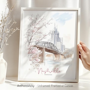 Nashville Skyline Art Print: Tennessee Cityscape Travel Decor