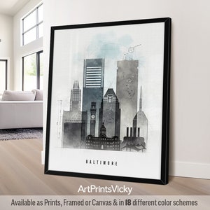 Baltimore Poster | Maryland Skyline Wall Art Print | Travel Gifts | Decor for Home and Office | Personalised Gift | ArtPrintsVicky