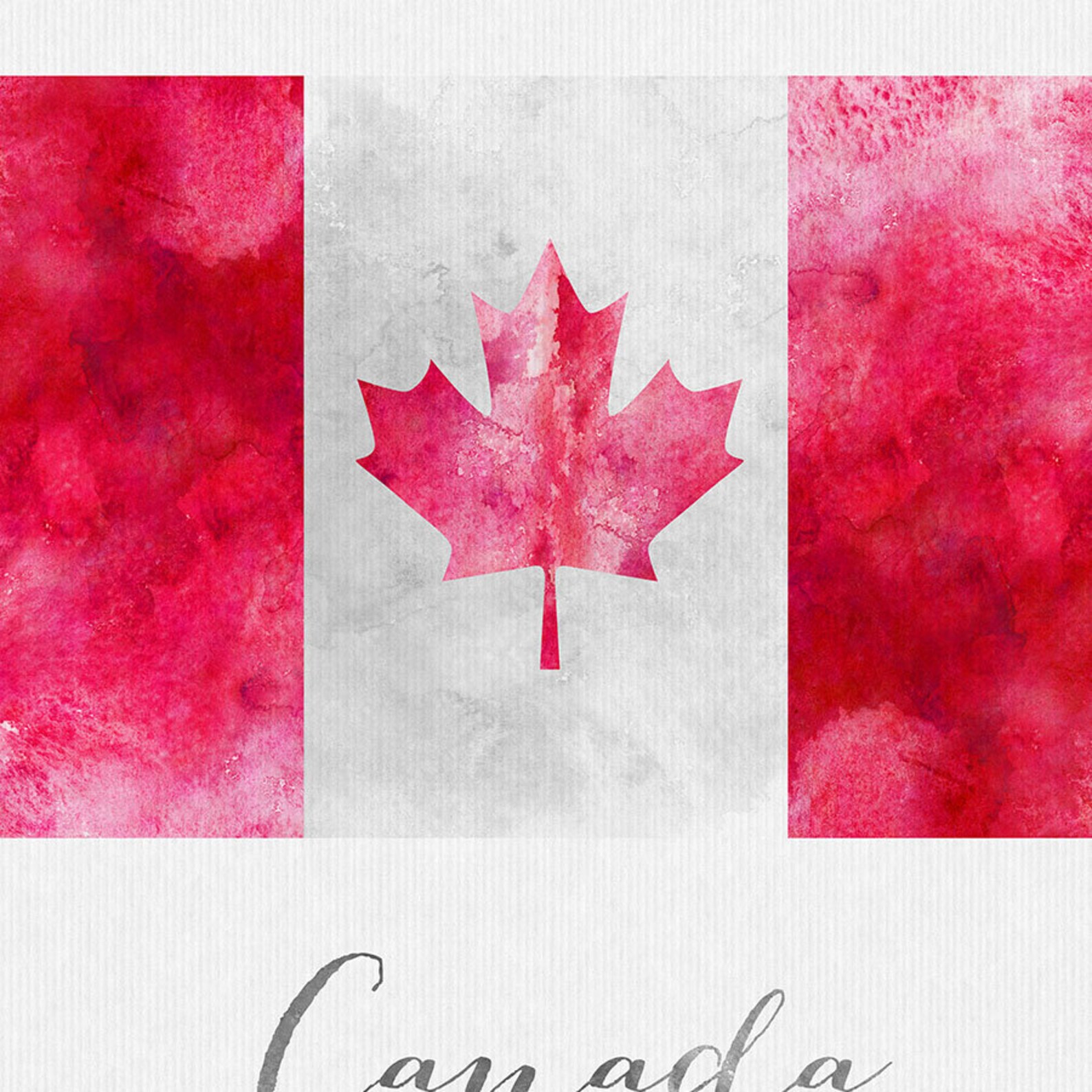 Canada flag print art poster watercolor Wall art Canada Etsy