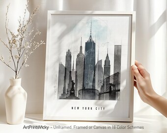 New York City Poster - Skyline Wall Art Decor