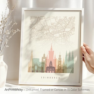 Impression d'art carte d'Édimbourg - carte de la ville et affiche d'horizon | Impressions artistiquesVicky