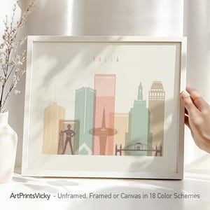 Tulsa print, Tulsa skyline poster wall art, Oklahoma cityscape, Travel poster, City print, Travel gifts, Office decor | ArtPrintsVicky