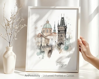 Prague art print | Prague poster | Skyline travel wall art painting | Home and office decor | ArtPrintsVicky