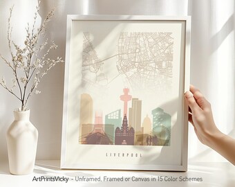 Liverpool Map Print - City Map & Skyline Poster | ArtPrintsVicky