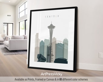 Seattle Print, Poster wall art, travel gifts, office decor | ArtPrintsVicky