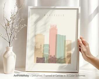 Marseille Poster, Skyline Art Print, Travel Decor for Homes, Offices, and Unique Travel Gifts | ArtPrintsVicky