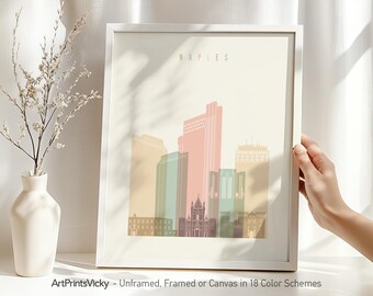 Naples Italy poster, wall art print, Travel poster, City print, Travel gifts, Office decor | ArtPrintsVicky