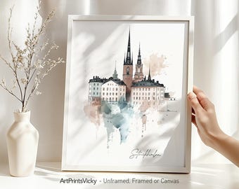 Stockholm poster | Stockholm wall art print | Stockholm Sweden skyline drawing | ArtPrintsVicky