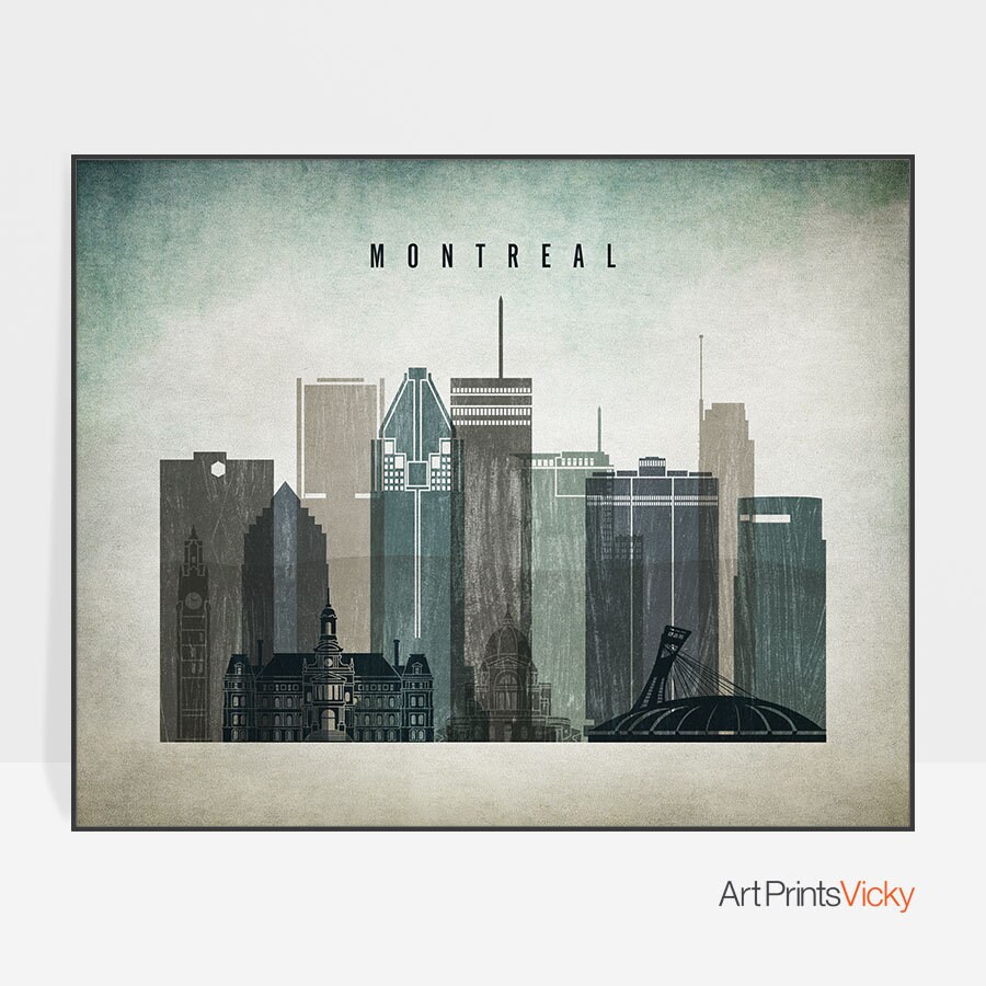 Montreal poster Montreal wall art print Montreal skyline Etsy