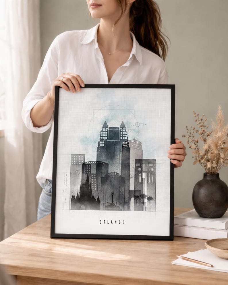Orlando Wall Art Prints, Florida Skyline Posters, Frame and Canvas options bild 2