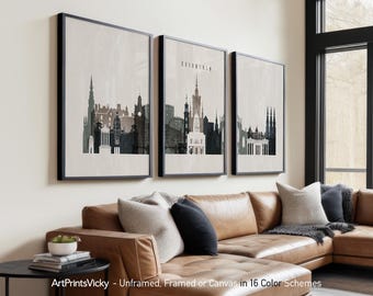Edinburgh 3 Piece Wall Art Prints, Edinburgh Skyline Poster Set | ArtPrintsVicky