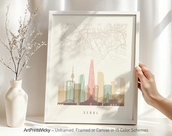 Seoul Map Poster - City Map & Skyline Print | ArtPrintsVicky