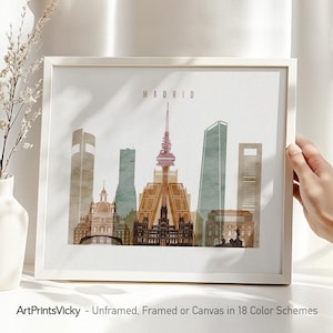 Madrid Skyline Print: Watercolor Spain Cityscape Art