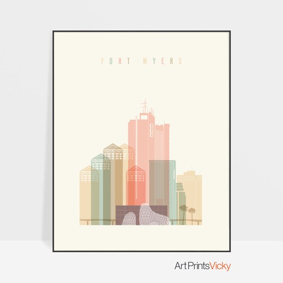 Fort Myers print Fort Myers poster wall art Fort Myers FL Etsy