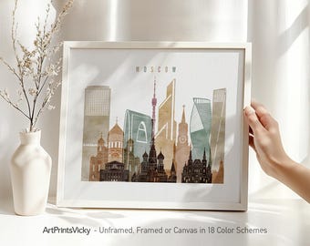 Moscow print, poster wall art, Russia cityscape, Travel poster, City print, Travel gifts, Office decor | ArtPrintsVicky