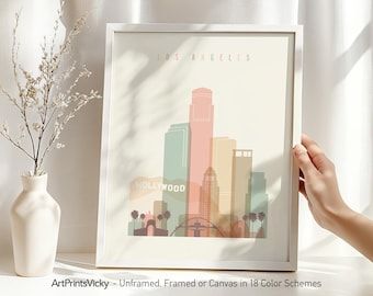 Los Angeles Art Print - Skyline Poster & Canvas Wall Decor for Home and Office | ArtPrintsVicky