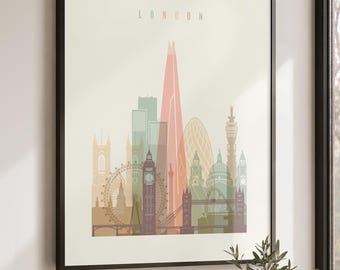 London Wall Art Print, Skyline Poster, Cityscape Travel Decor