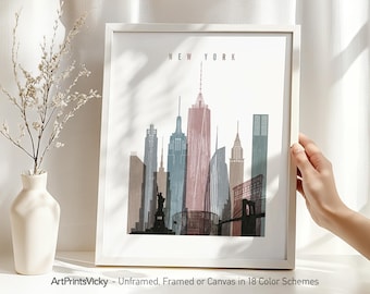 New York Skyline Art Print | NYC Poster | Cityscape for home and office decor | Personalized gifts | ArtPrintsVicky