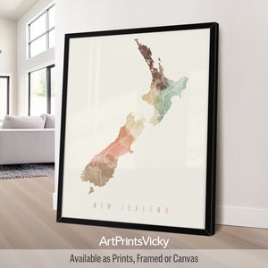 New Zealand map poster print | Personalised gifts wall art | Decor for home and office | ArtPrintsVicky